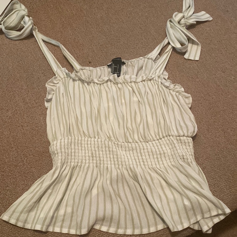 Green and White Spring Top